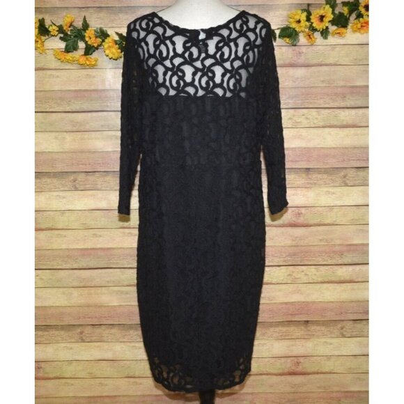 Lane Bryant Women's Plus Size 18/20 Lacy Overlay Sheath Dress LBD Party Event - Picture 8 of 11